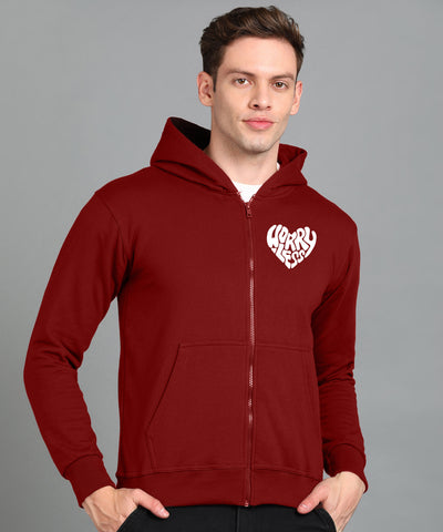 Worry Less Men’s Zipper Hooded Hoodie | Comfortable & Stylish Look