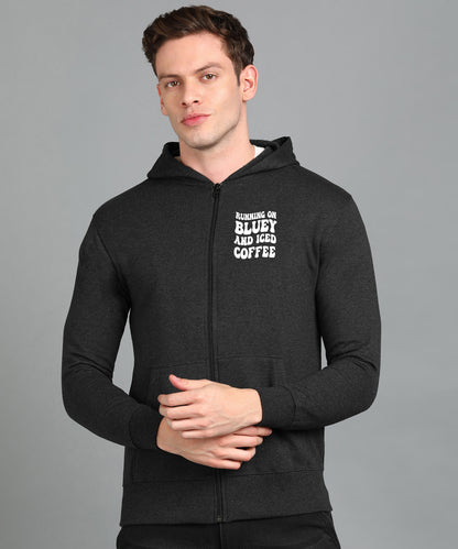 Running on Bluey and Iced Coffee Men’s Zipper Hoodie | Stylish & Cozy