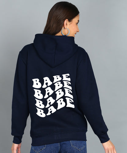 Back Printed Women's Cotton Full Zipper Sweatshirt Hoodies with Kangaroo Pocket Winter Wear Hooded Neck Sweatshirt
