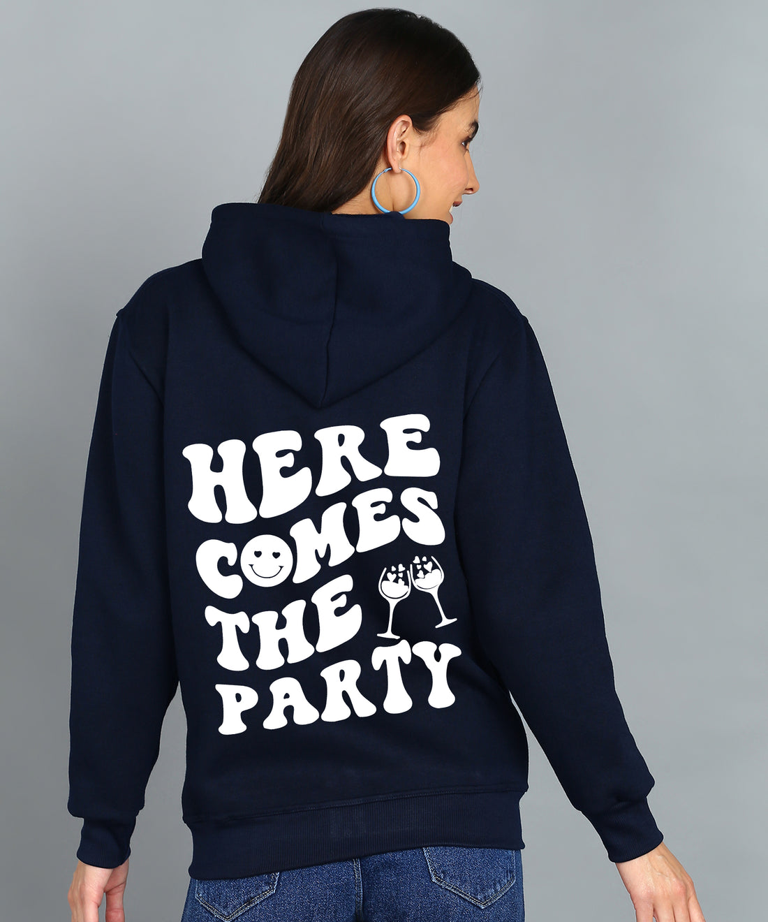 Back Printed Women's Cotton Full Zipper Sweatshirt Hoodies with Kangaroo Pocket Winter Wear Hooded Neck Sweatshirt