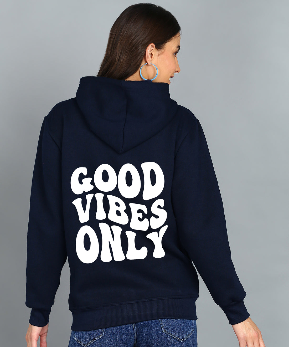 Back Printed Women's Cotton Full Zipper Sweatshirt Hoodies with Kangaroo Pocket Winter Wear Hooded Neck Sweatshirt