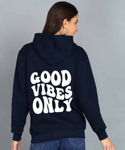 Back Printed Women's Cotton Full Zipper Sweatshirt Hoodies with Kangaroo Pocket Winter Wear Hooded Neck Sweatshirt