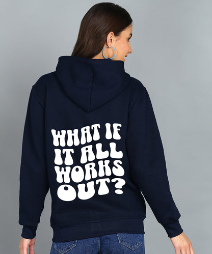 Back Printed Women's Cotton Full Zipper Sweatshirt Hoodies with Kangaroo Pocket Winter Wear Hooded Neck Sweatshirt