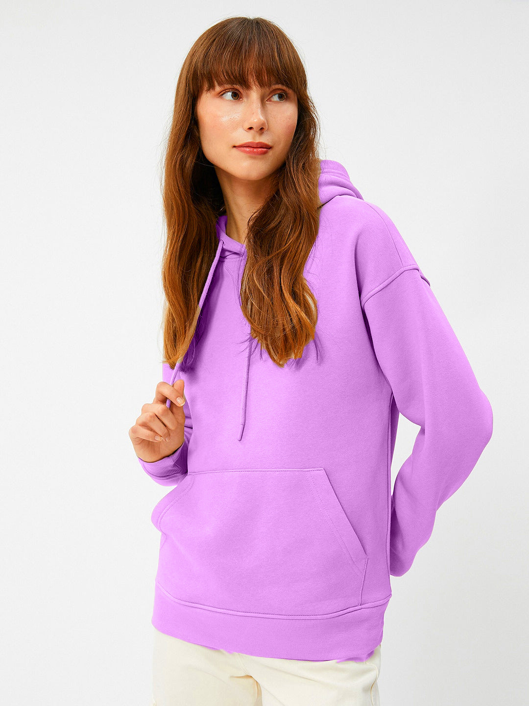 Women Plain Solid Pullover Hooded Hoodie Sweatshirt with 2 Kangaroo Pockets