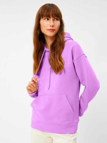 Women Plain Solid Pullover Hooded Hoodie Sweatshirt with 2 Kangaroo Pockets