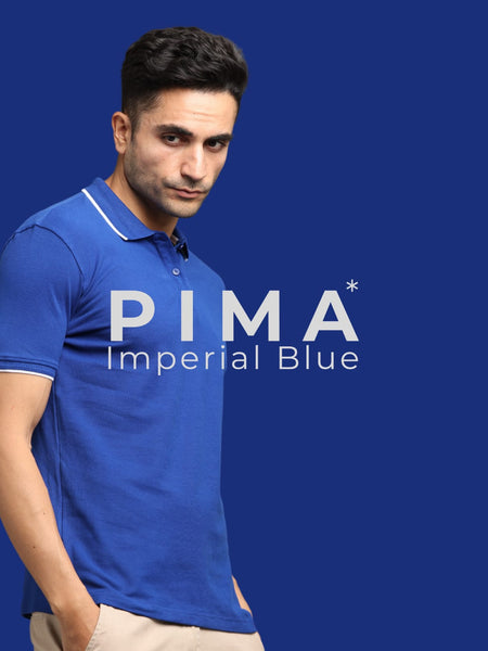 Men Royal Blue Premium Tipping Polo T-shirt