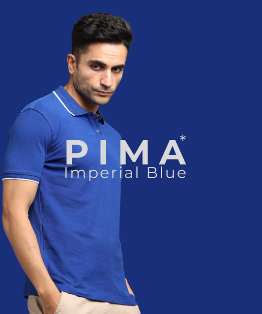 Men Royal Blue Premium Tipping Polo T-shirt