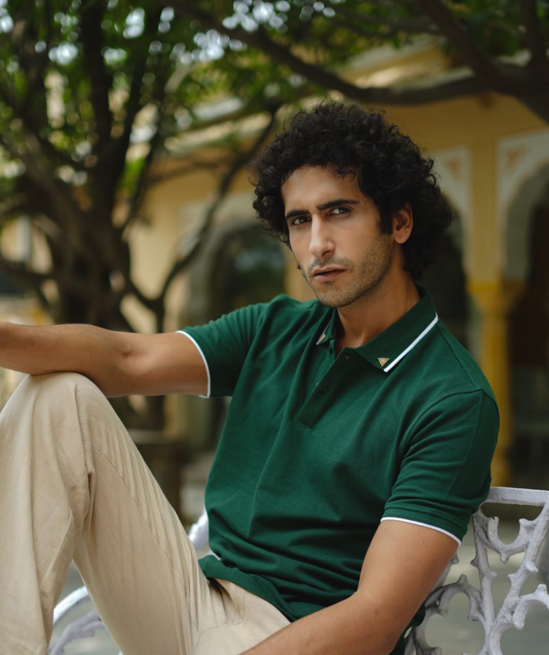Men Bottle Green Premium Tipping Polo T-shirt
