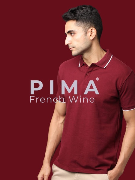 Men French Wine Premium Tipping Polo T-shirt