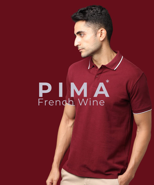 Men French Wine Premium Tipping Polo T-shirt