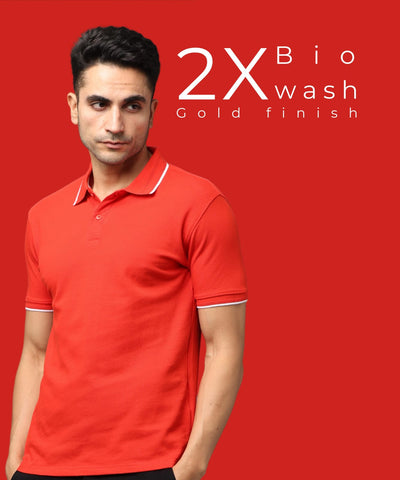 Men Red Premium Tipping Polo T-shirt