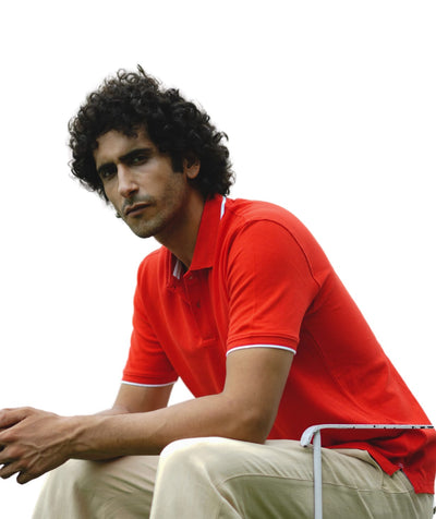 Men Red Premium Tipping Polo T-shirt