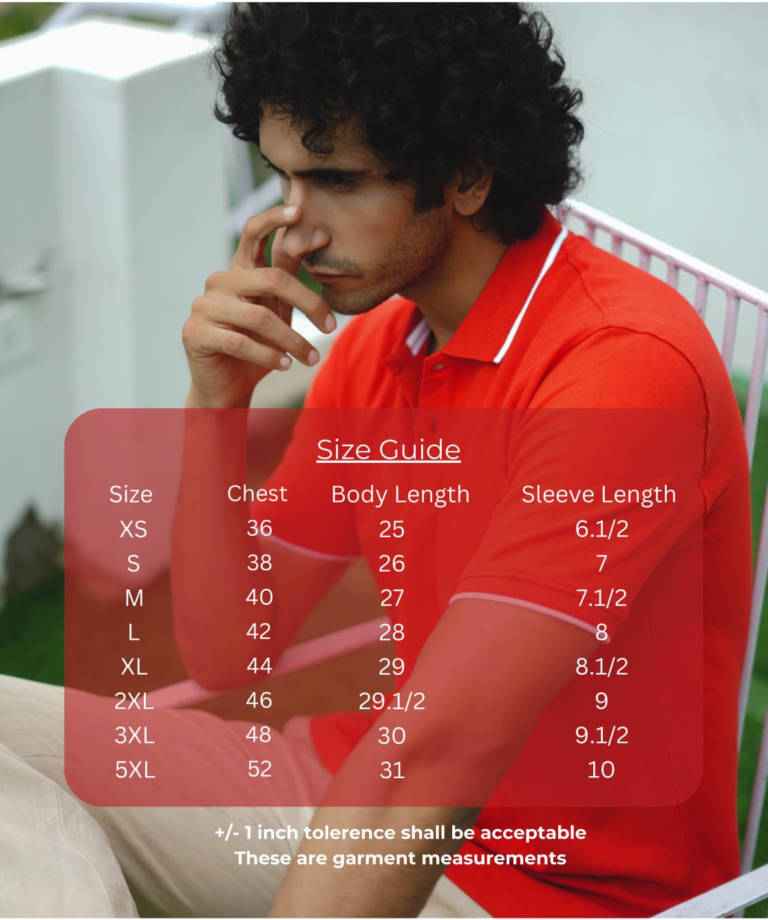 Men Red Premium Tipping Polo T-shirt