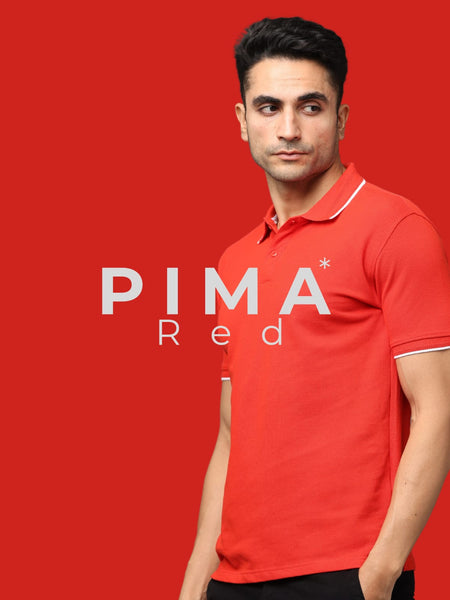 Men Red Premium Tipping Polo T-shirt