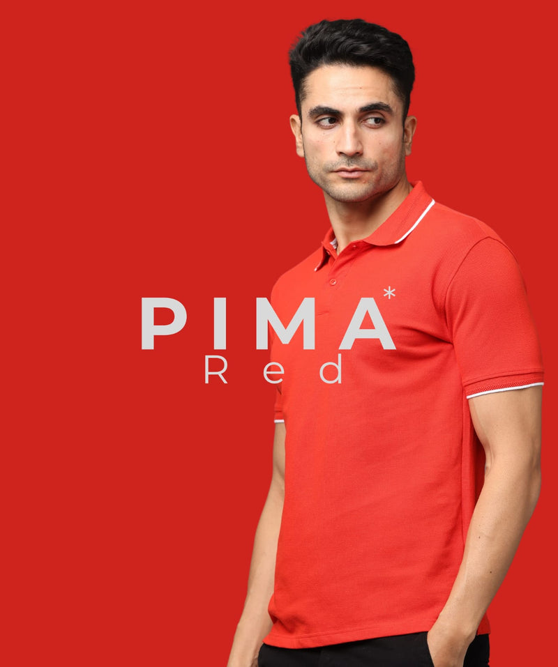 Men Red Premium Tipping Polo T-shirt