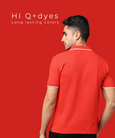 Men Red Premium Tipping Polo T-shirt