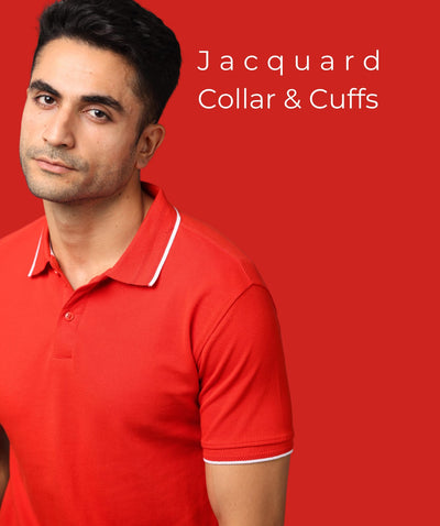 Men Red Premium Tipping Polo T-shirt