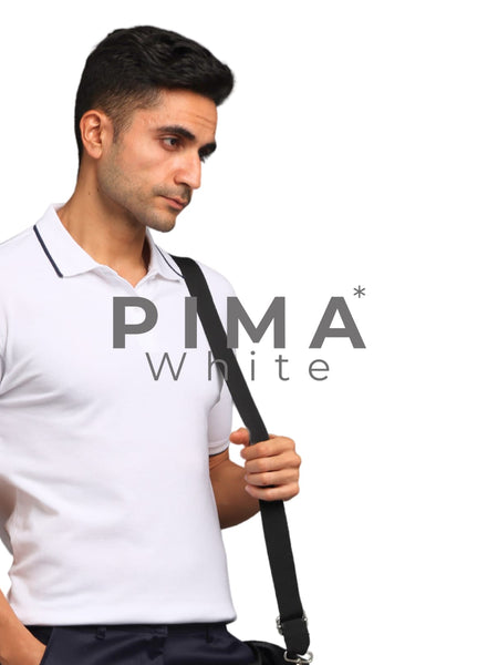 Men White Premium Tipping Polo T-shirt