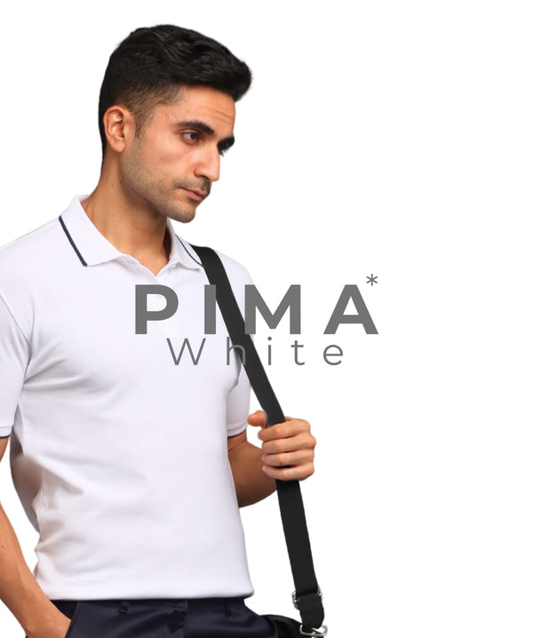 Men White Premium Tipping Polo T-shirt