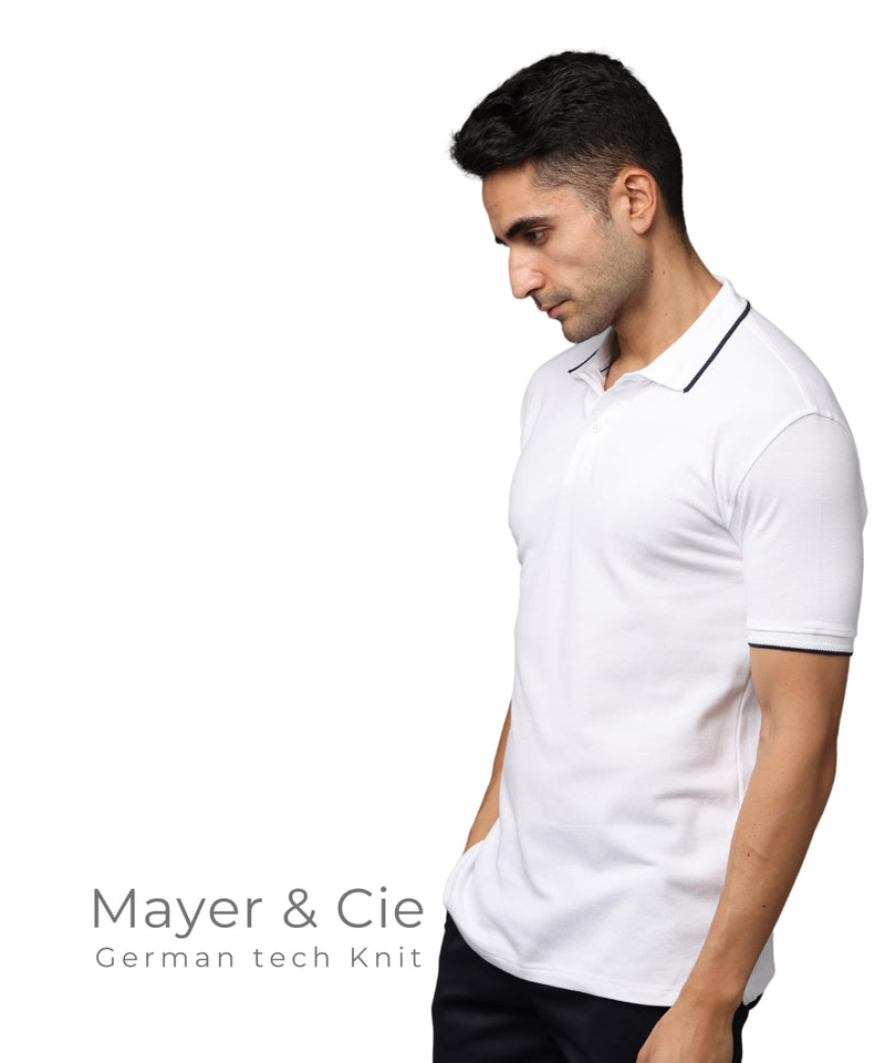 Men White Premium Tipping Polo T-shirt
