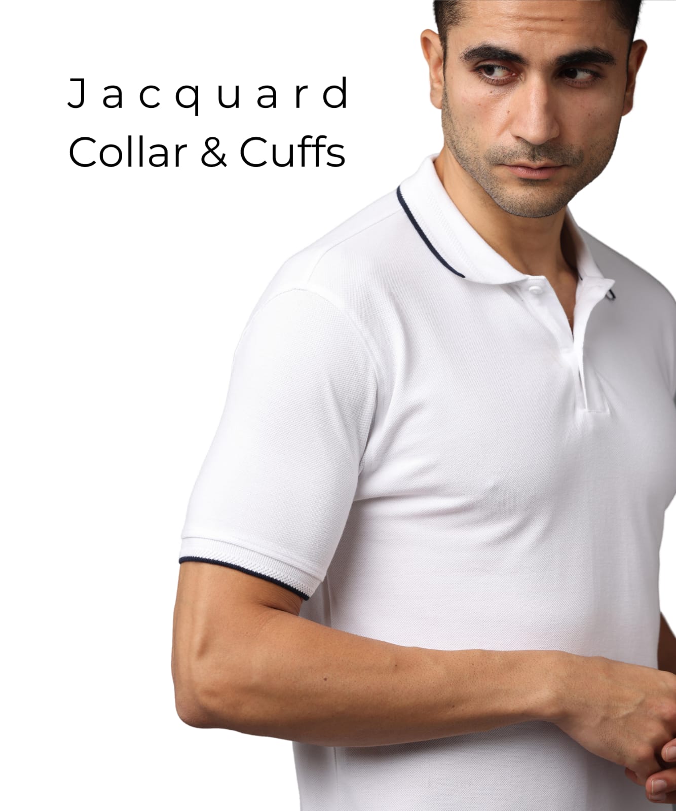 Men White Premium Tipping Polo T-shirt