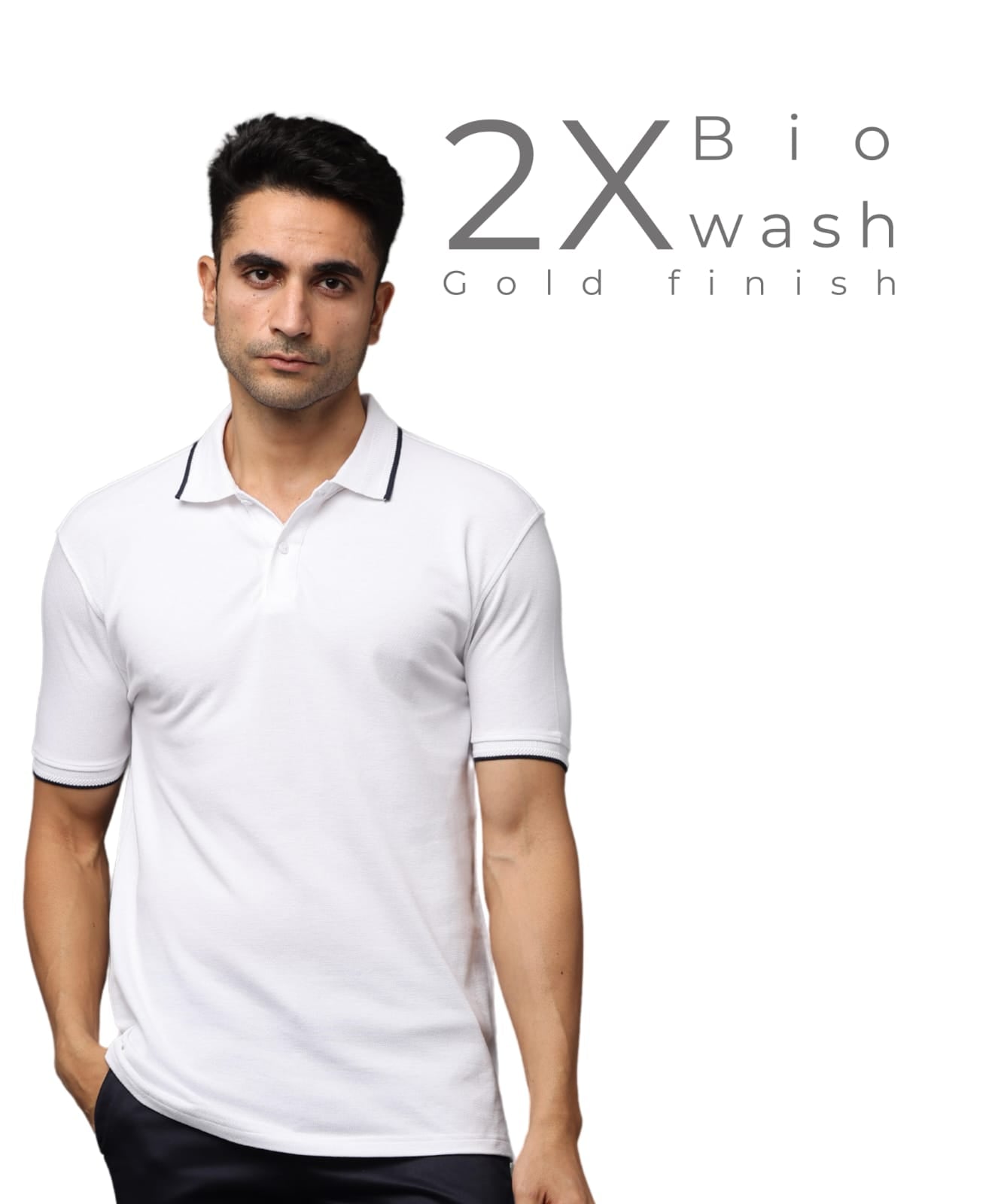 Men White Premium Tipping Polo T-shirt