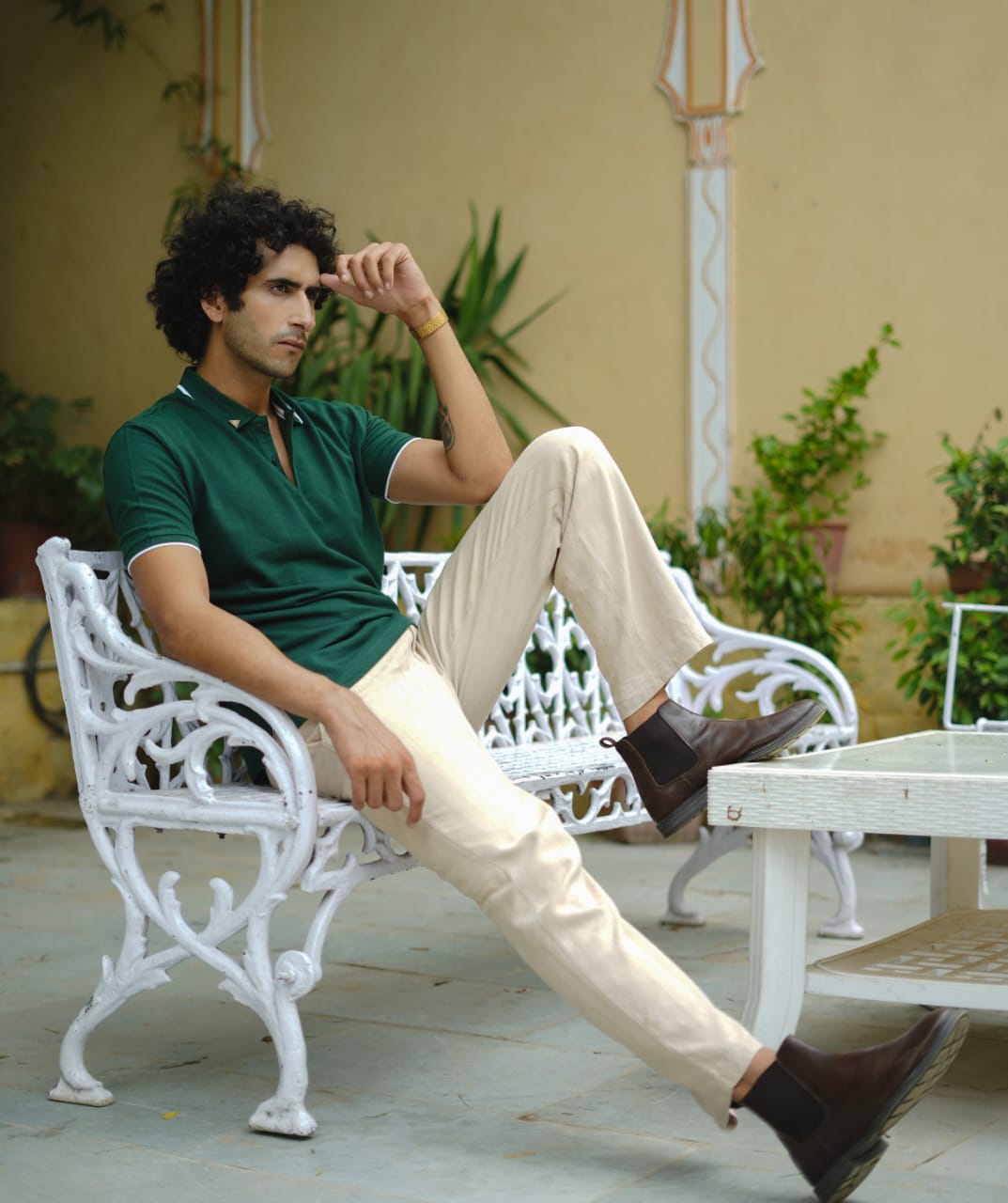 Men Bottle Green Premium Tipping Polo T-shirt