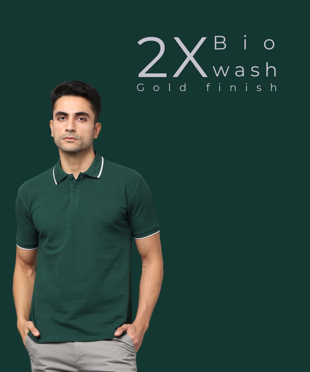 Men Bottle Green Premium Tipping Polo T-shirt