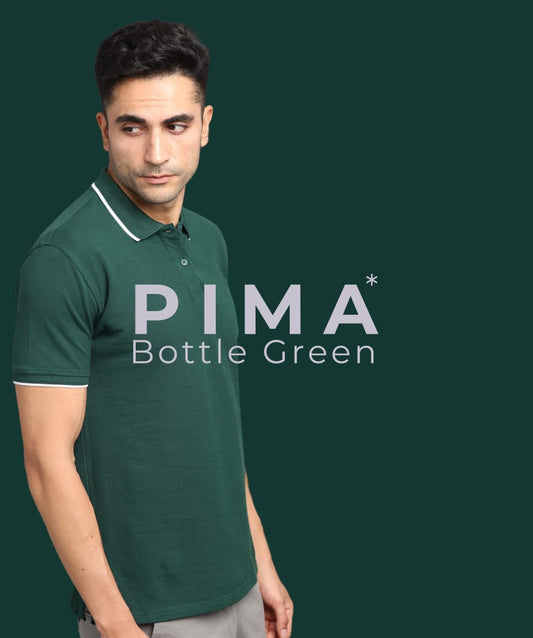 Men Bottle Green Premium Tipping Polo T-shirt