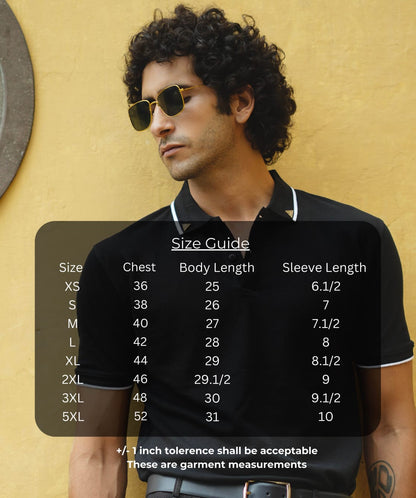 Men Black Premium Tipping Polo T-shirt
