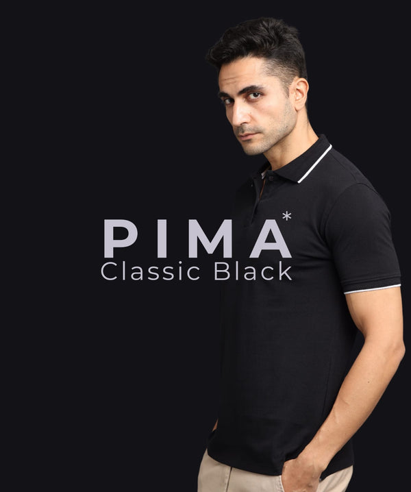 Men Black Premium Tipping Polo T-shirt