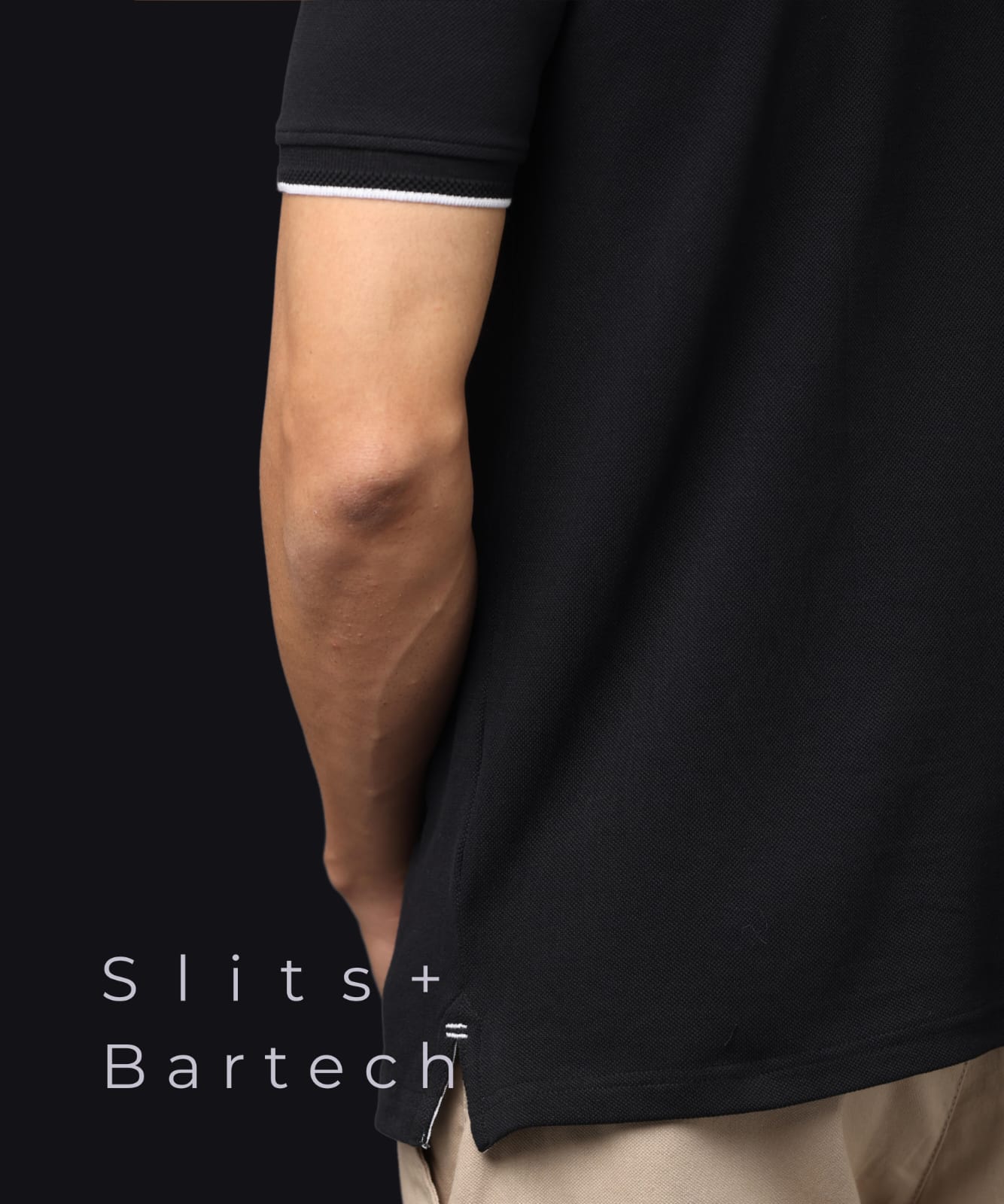 Men Black Premium Tipping Polo T-shirt