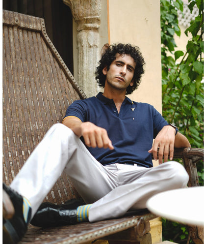 Men Midnight Navy Premium Tipping Polo T-shirt