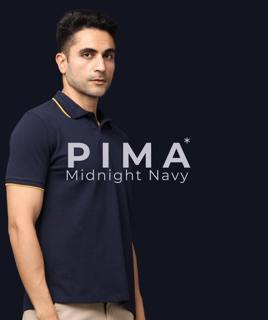 Men Midnight Navy Premium Tipping Polo T-shirt