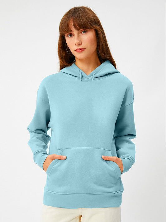 Women Plain Solid Pullover Hooded Hoodie Sweatshirt with 2 Kangaroo Pockets