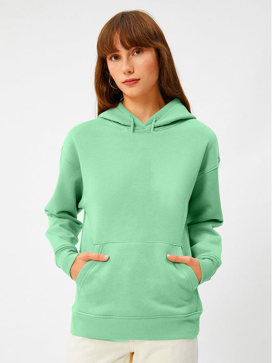 Women Plain Solid Pullover Hooded Hoodie Sweatshirt with 2 Kangaroo Pockets