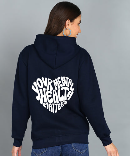Back Printed Women's Cotton Full Zipper Sweatshirt Hoodies with Kangaroo Pocket Winter Wear Hooded Neck Sweatshirt