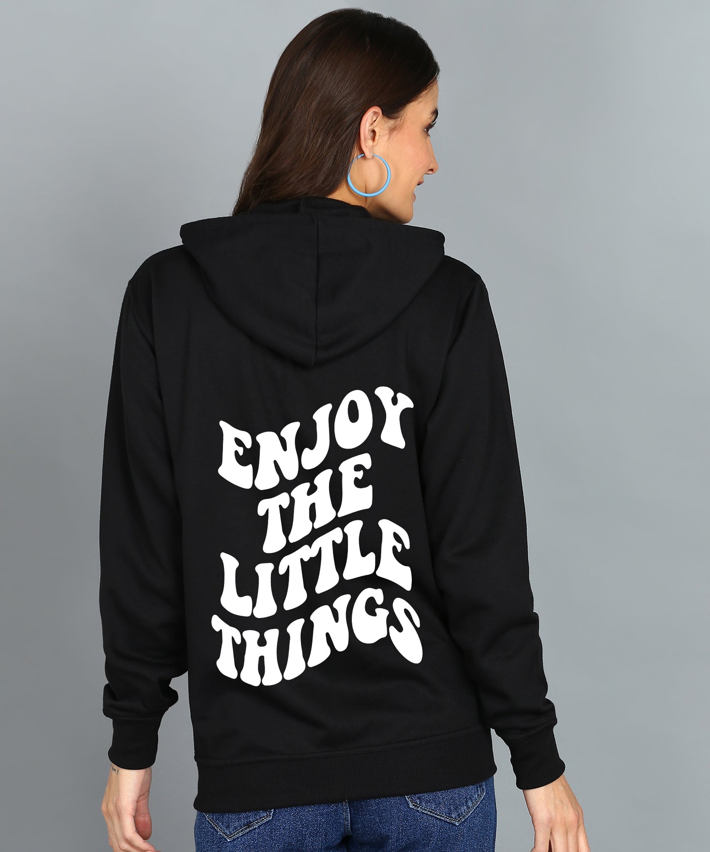 Enjoy the Little Things Zipper Hooded Hoodie for Women
