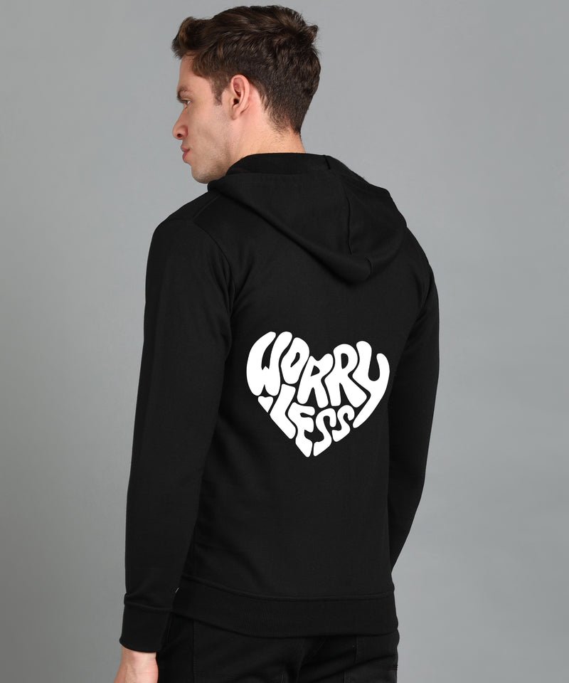 Worry Less Men’s Zipper Hooded Hoodie | Comfortable & Stylish Look