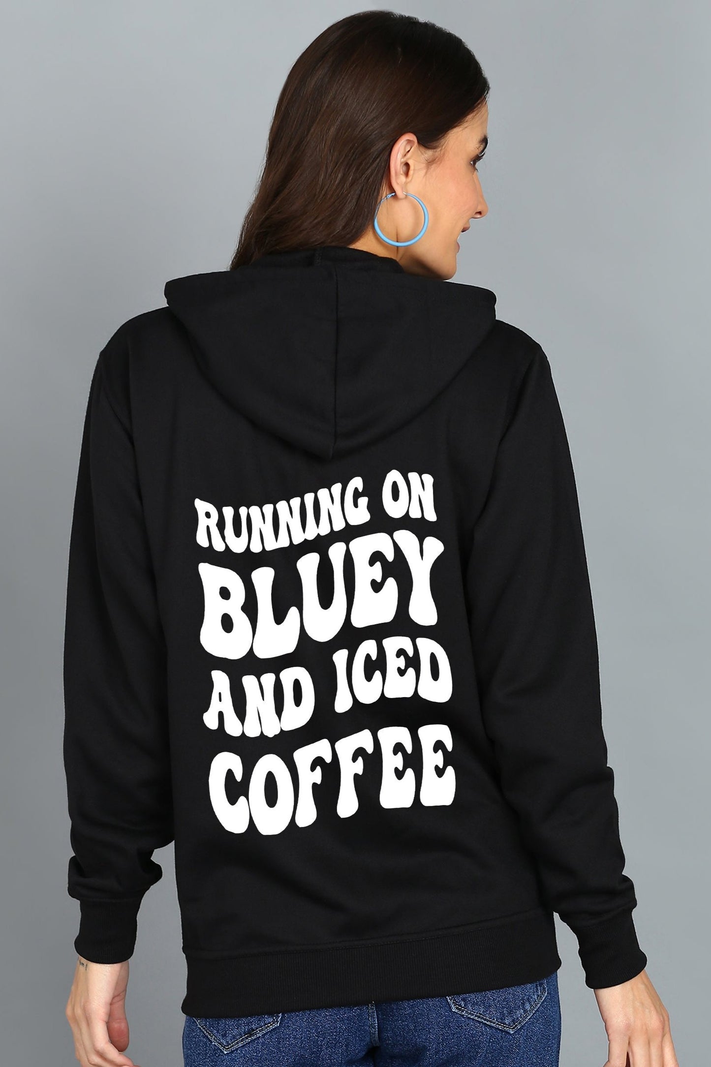 Running on Bluey and Iced Coffee Women’s Zipper Hooded Hoodie