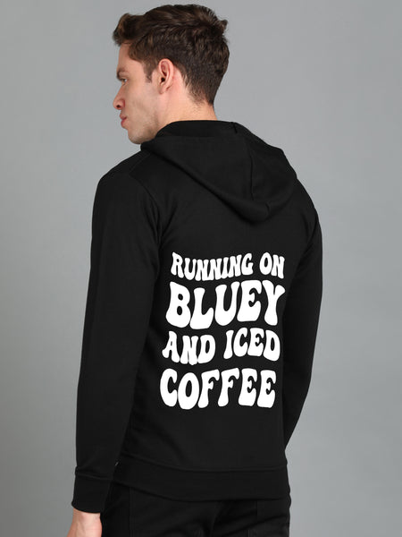 Running on Bluey and Iced Coffee Men’s Zipper Hoodie | Stylish & Cozy