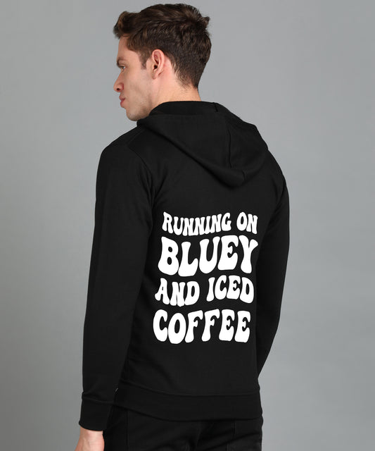 Running on Bluey and Iced Coffee Men’s Zipper Hoodie | Stylish & Cozy