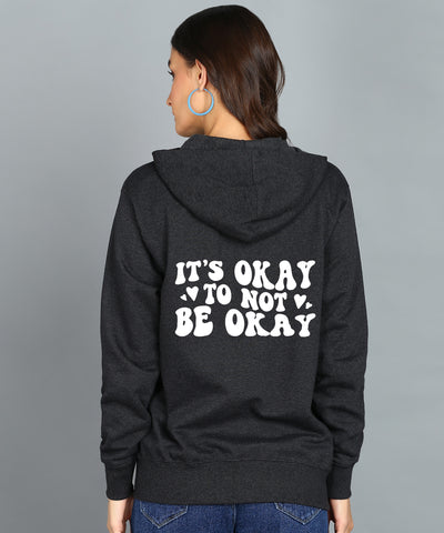 Back Printed Women's Cotton Full Zipper Sweatshirt Hoodies with Kangaroo Pocket Winter Wear Hooded Neck Sweatshirt