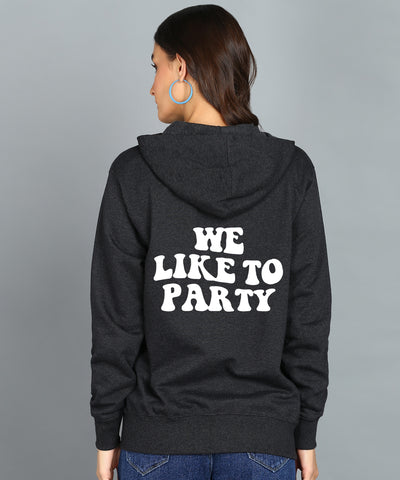 Back Printed Women's Cotton Full Zipper Sweatshirt Hoodies with Kangaroo Pocket Winter Wear Hooded Neck Sweatshirt