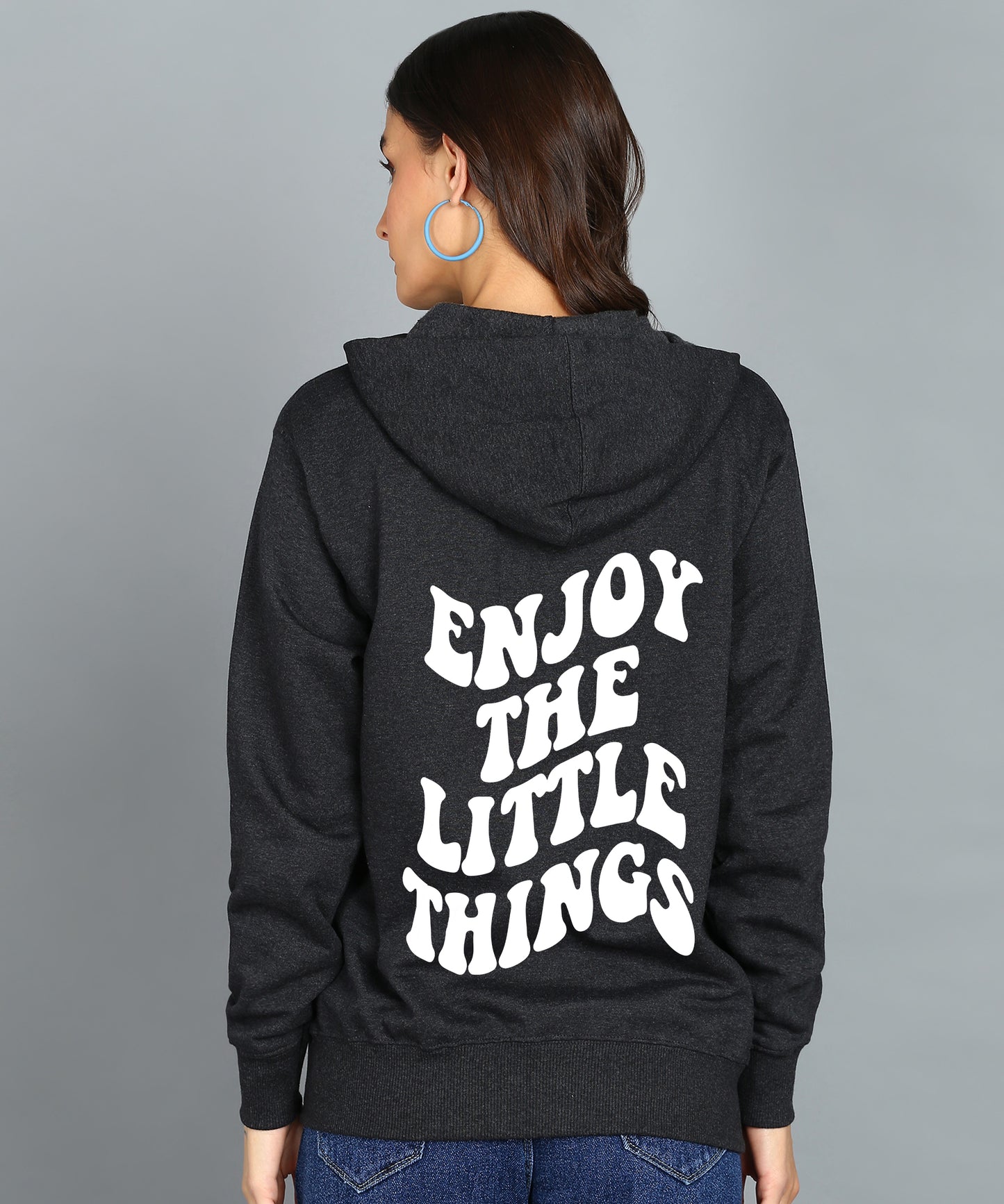 Enjoy the Little Things Zipper Hooded Hoodie for Women