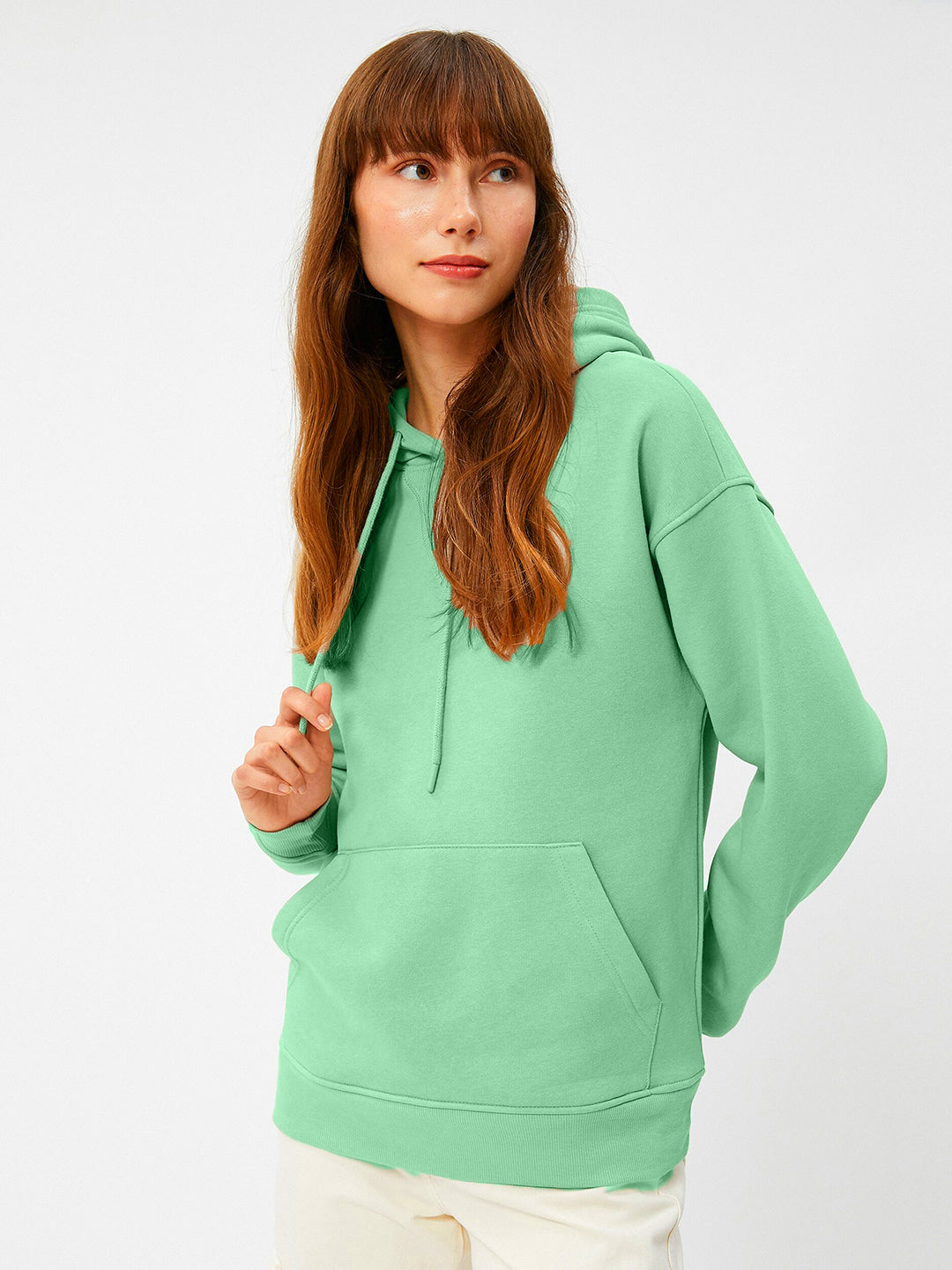 Women Plain Solid Pullover Hooded Hoodie Sweatshirt with 2 Kangaroo Pockets