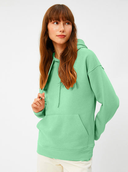 Women Plain Solid Pullover Hooded Hoodie Sweatshirt with 2 Kangaroo Pockets