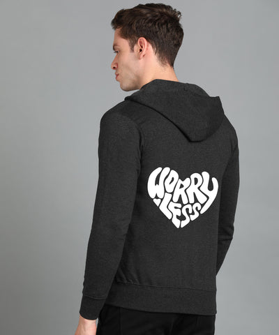 Worry Less Men’s Zipper Hooded Hoodie | Comfortable & Stylish Look