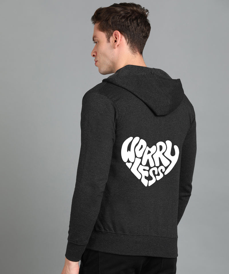 Worry Less Men’s Zipper Hooded Hoodie | Comfortable & Stylish Look