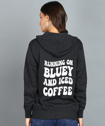 Running on Bluey and Iced Coffee Women’s Zipper Hooded Hoodie